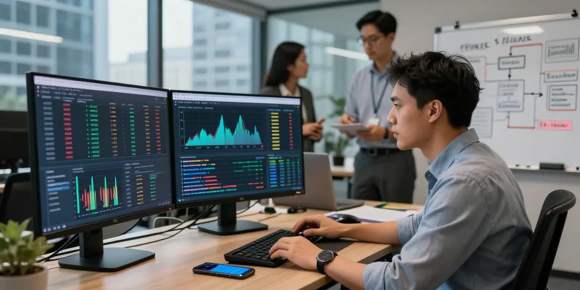 Recover lost crypto with a crypto recovery expert analyzing blockchain data in a modern office.
