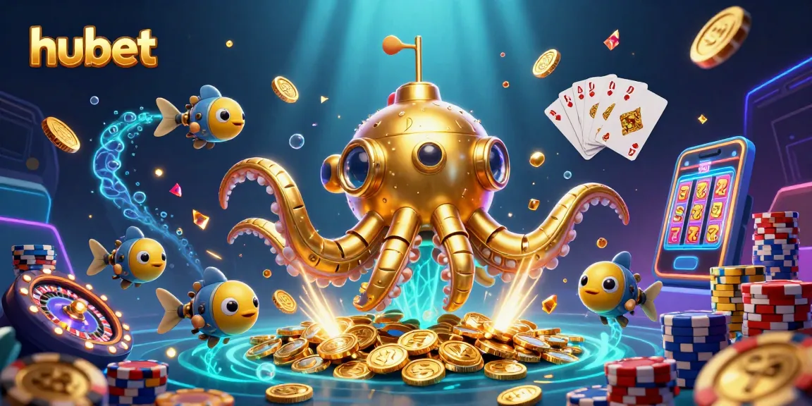 Spin and win big with Hubet in this vibrant 3D casino adventure filled with golden treasures.
