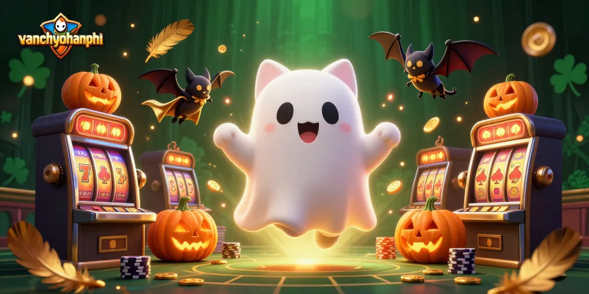 Engage in thrilling gaming with vanchuyenhoangphi while facing a ghost cat, vampire bat, and glowing poker-inspired jack-o-lanterns.