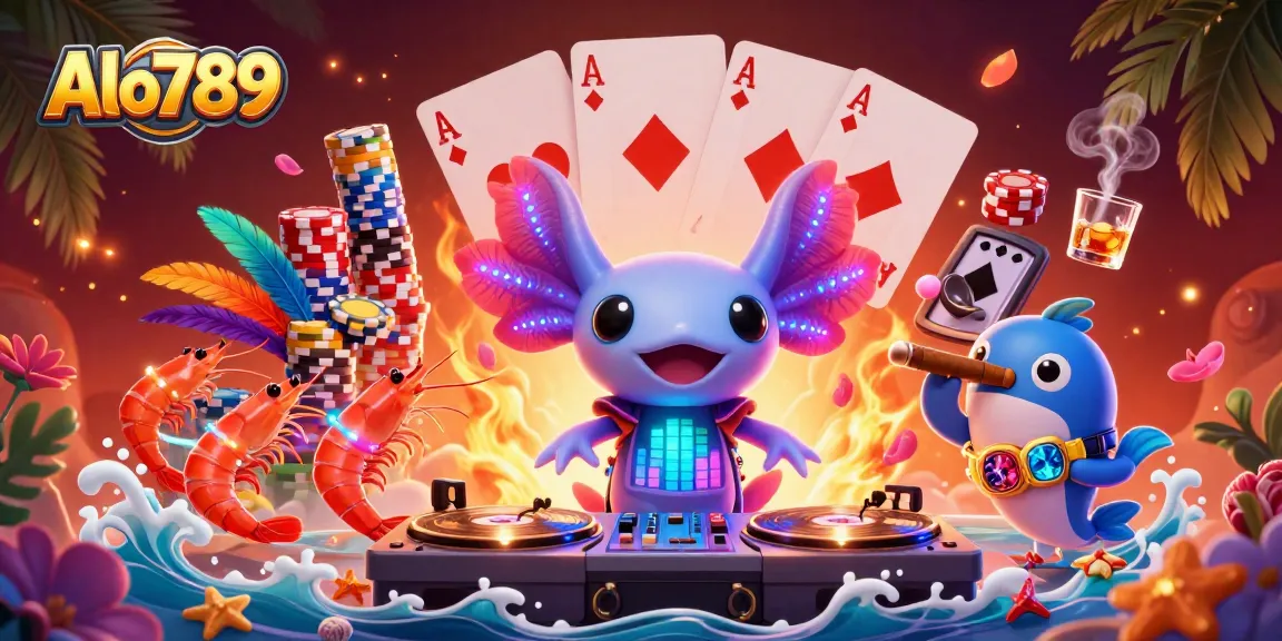 Alo789 showcases an energetic cockfighting scene with vibrant colors and dynamic characters.