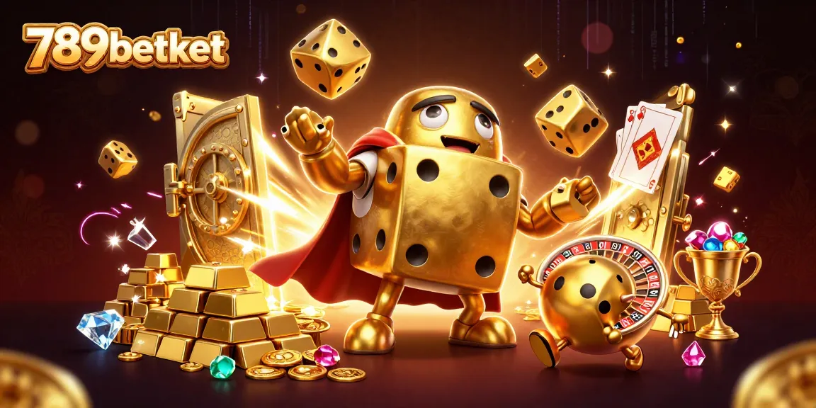 Engage with the excitement of 789betket, where golden dice come alive in a vibrant casino scene.