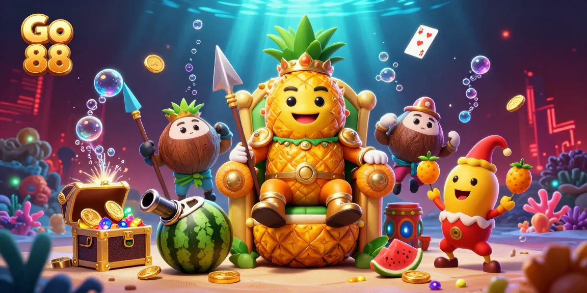 Engage with Go 88's vibrant underwater casino scene featuring the pineapple king and dynamic gaming elements.