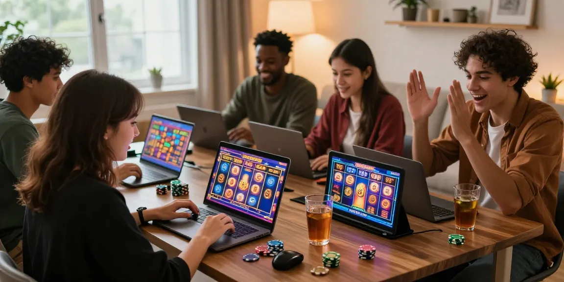 Players enjoying thrilling slot gacor games online in a vibrant home setting