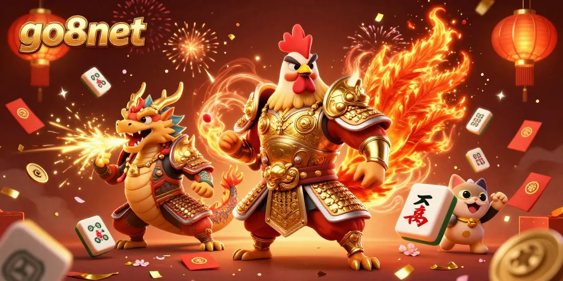 Experience exciting gaming adventures with go8net's vibrant 3D illustration showcasing talented characters in action.