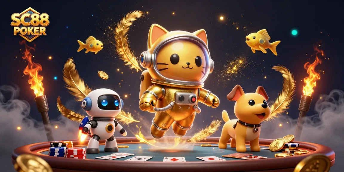 Experience thrilling SC88 POKER action with vibrant characters and casino elements in a dynamic illustration.