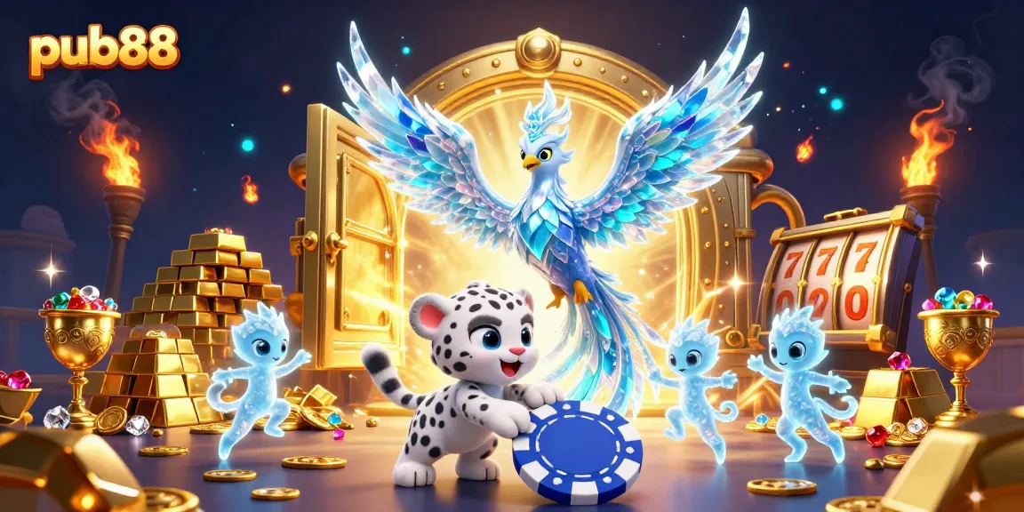 Experience thrilling gameplay at pub88 with a 3D cartoon illustration highlighting casino excitement.