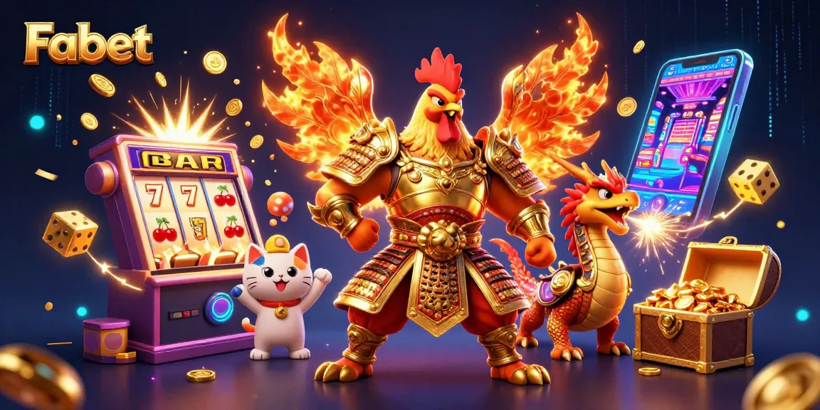 Experience thrilling gameplay at Fabet with a lively illustration featuring vibrant casino elements.