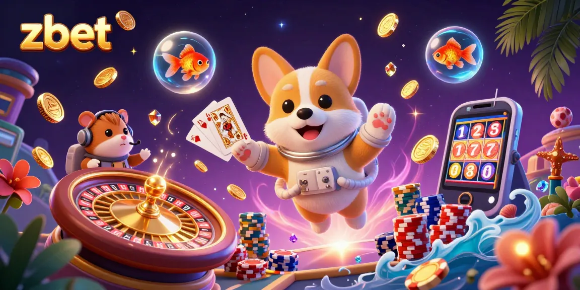 Engage in thrilling casino adventures with zbet in a vibrant 3D illustration featuring playful characters.