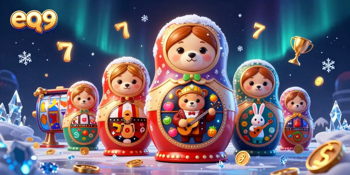 Experience thrilling gameplay at eq9 with vibrant slot reels and casino elements in a festive scene.