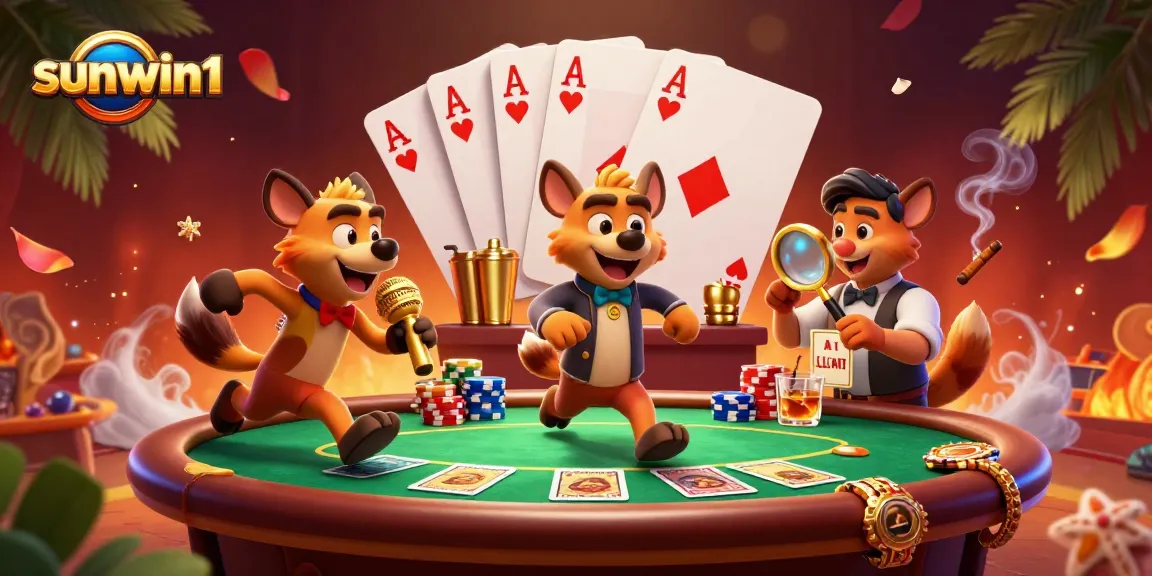 Experience the vibrant casino atmosphere of sunwint1 with lively hyenas running the club.