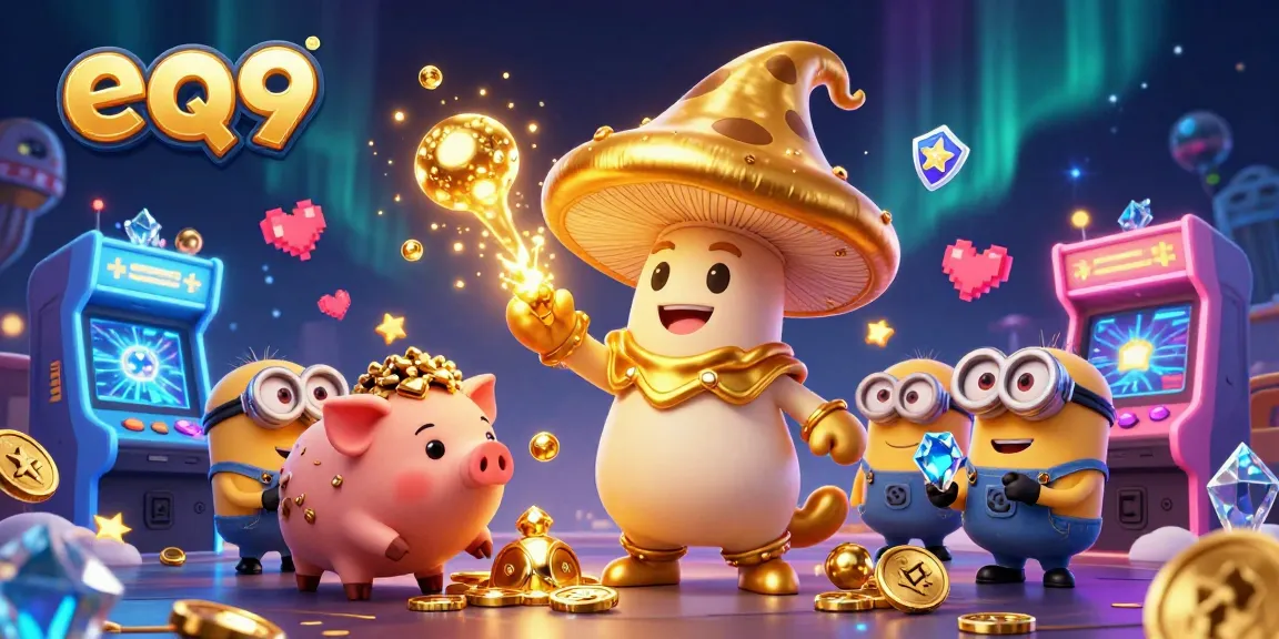 Experience thrilling gameplay with eq9 at this magical 3D casino featuring golden characters and vibrant gaming elements.