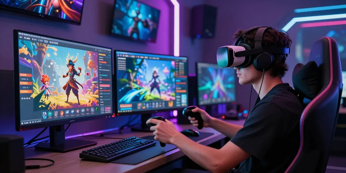 Engaging scene featuring a user exploring nsfw character ai interactions in a virtual reality gaming setup.