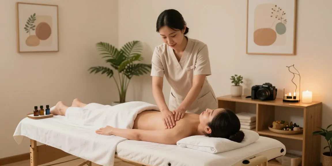 Experience professional 구리출장안마 service in a tranquil massage room, featuring soothing ambiance and expert techniques.