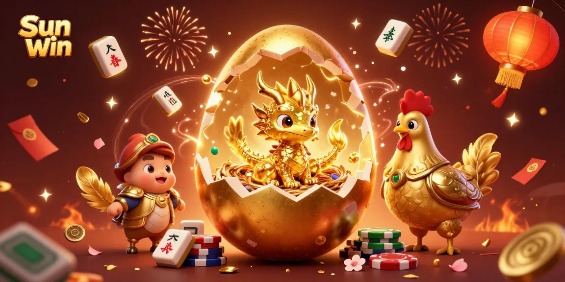 Experience thrilling gameplay at Sun Win with a dazzling golden dragon and poker chips in a festive casino scene.