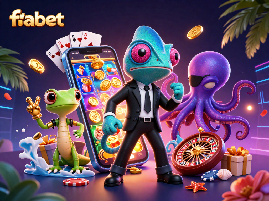 Engage in fabet's thrilling gaming experience featuring vibrant casino elements and colorful characters.