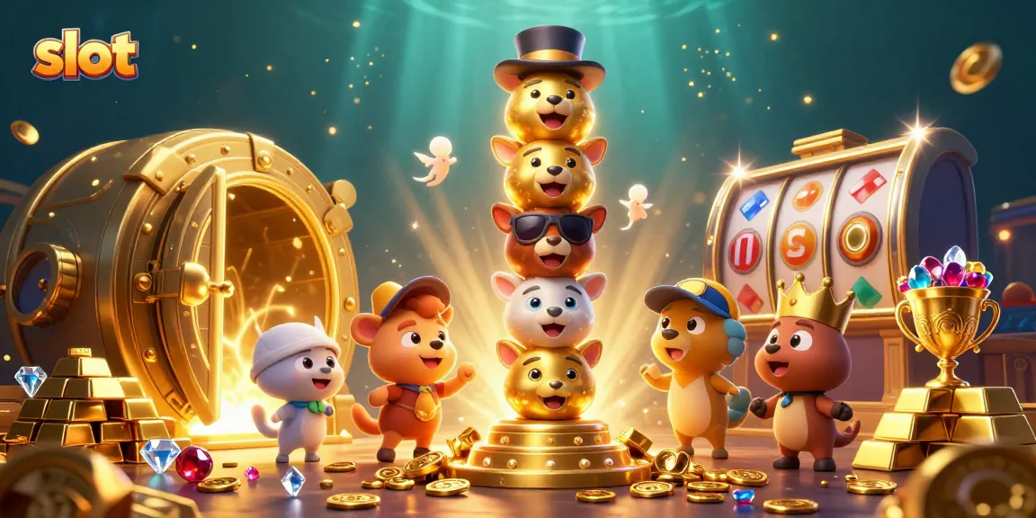 Engage with exciting slot games featuring a vibrant 3D cartoon totem pole and gem-filled treasure scene.