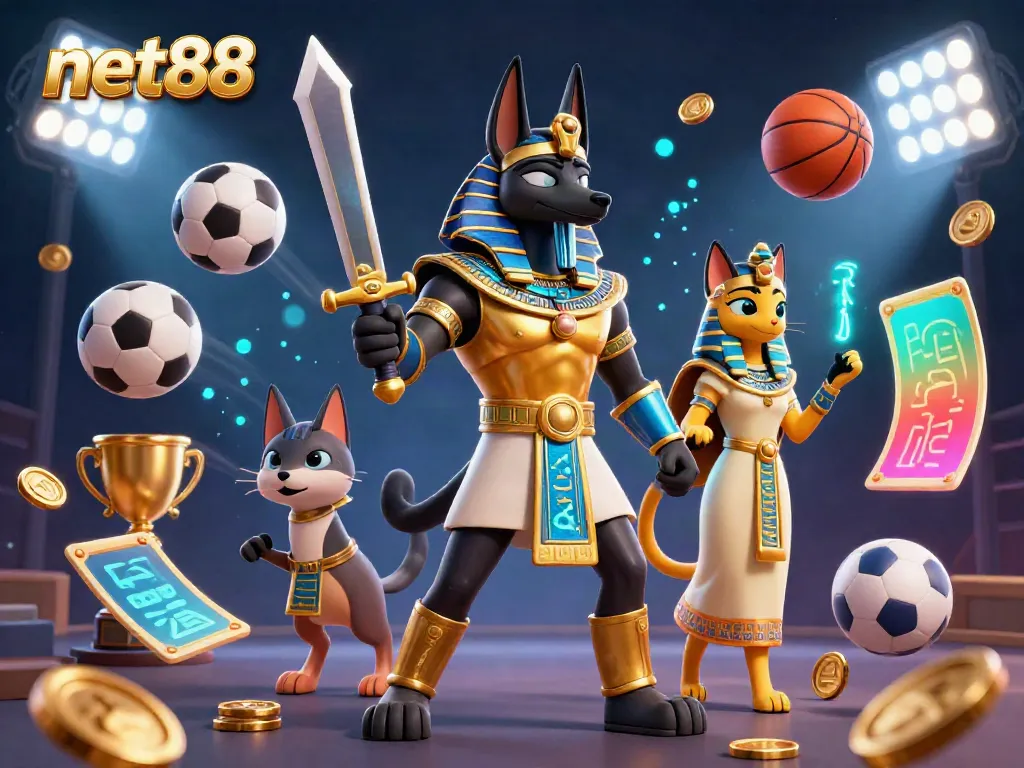 Engage in thrilling sports betting action at net88 with vibrant characters and dynamic elements.