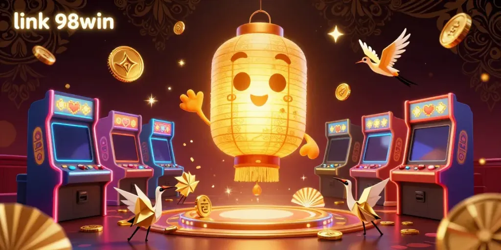 Engage with link 98win through vibrant 3D casino action featuring a glowing golden spirit and dynamic game elements.
