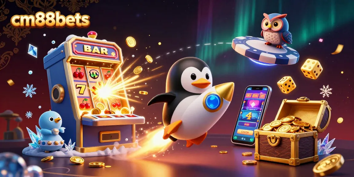 Experience the thrill of cm88bets with a golden penguin and exciting casino elements.