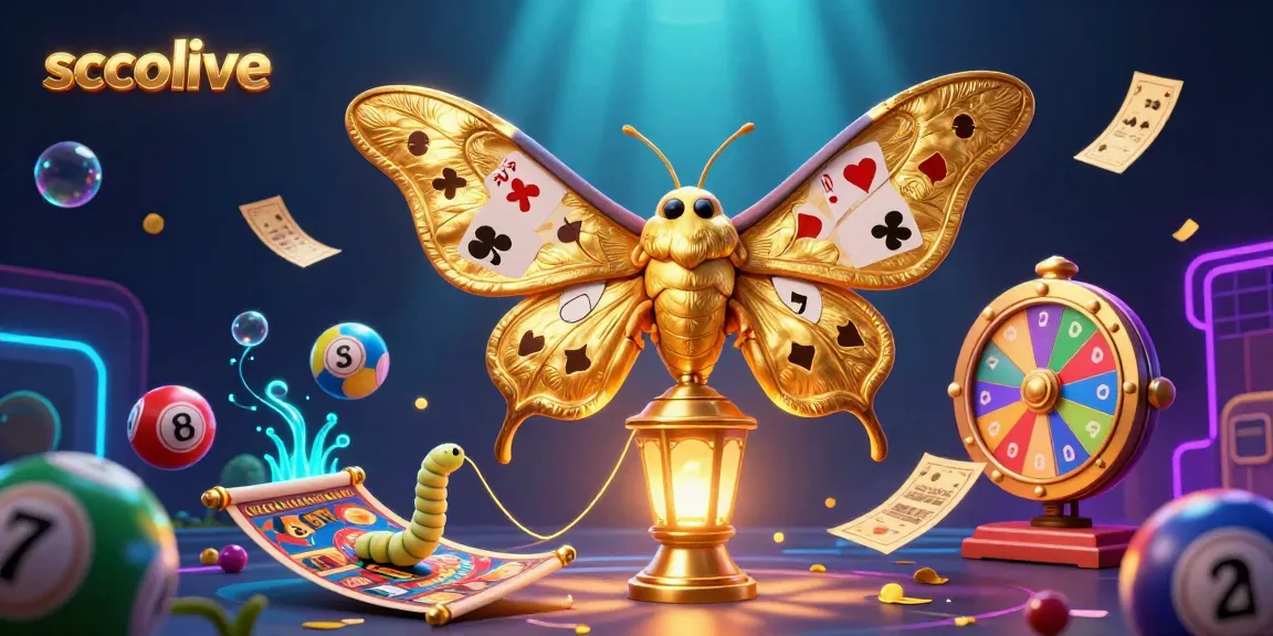 Socolive showcases a vivid illustration of a whimsical Moth perched on a golden lantern, surrounded by lottery elements and glowing effects.