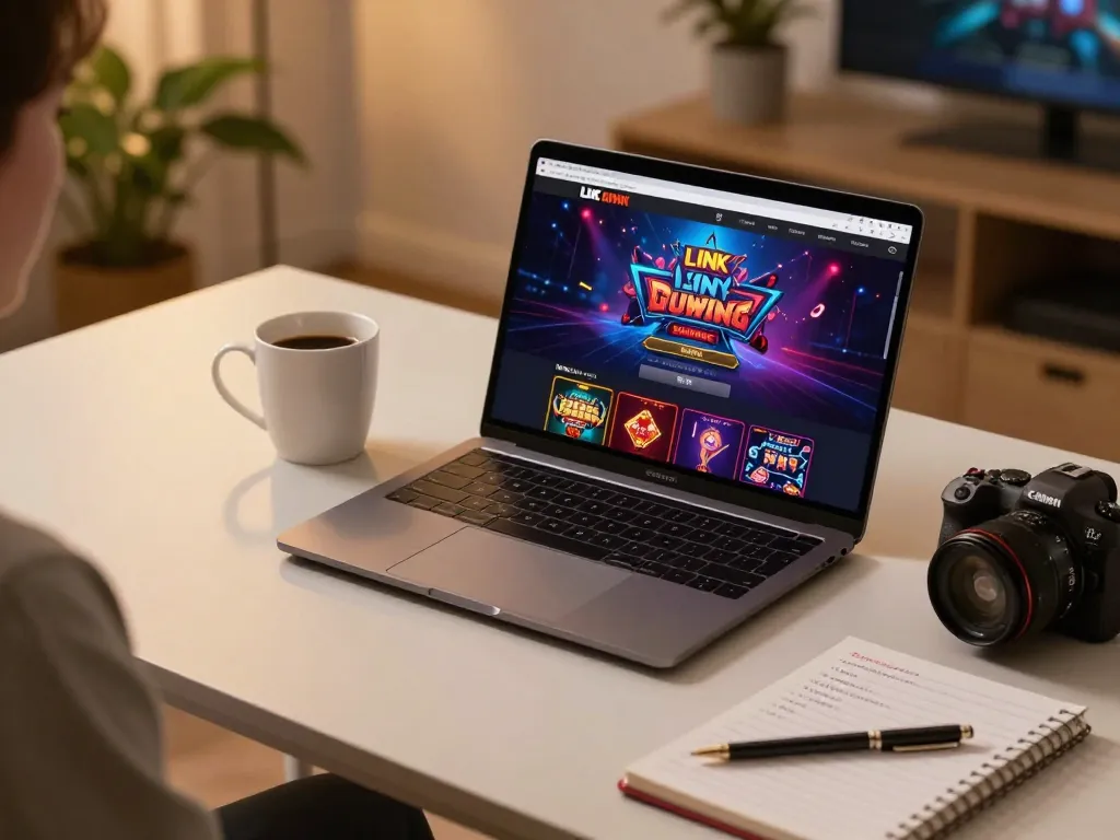 Engaging in online gaming with LINK SUNWIN platform on a stylish desk setup with relaxed ambiance.