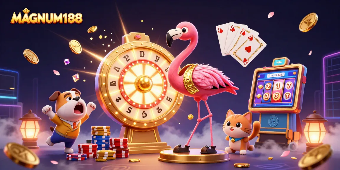 Experience MAGNUM188's thrilling betting environment with excited players and vibrant casino elements.