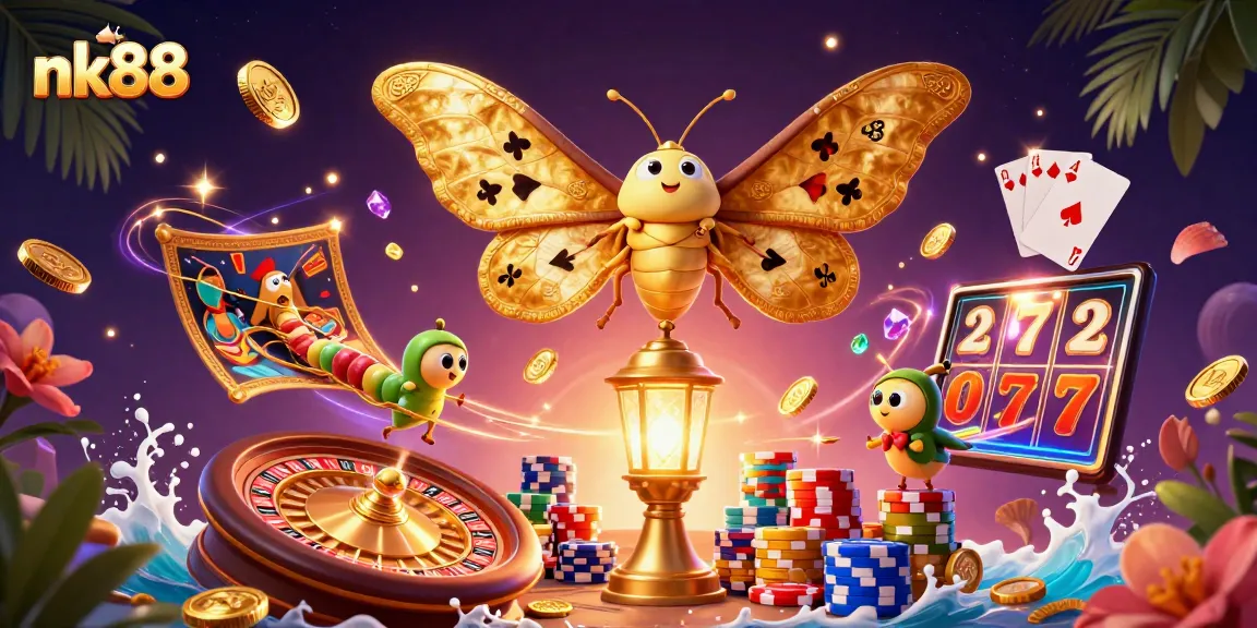 Experience thrilling wins with nk88, showcasing vibrant casino scenes and dynamic gaming elements.