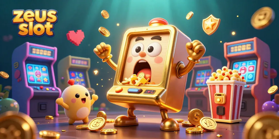 Engage with zeus slot action as a golden machine celebrates its jackpot amidst cheering baby slots.