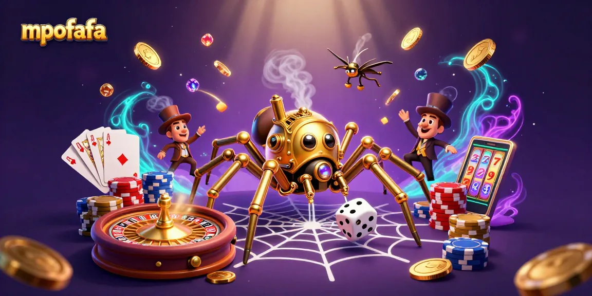 Engage with the mpofafa platform as the steampunk spider catches dice amidst sparkling glamour.