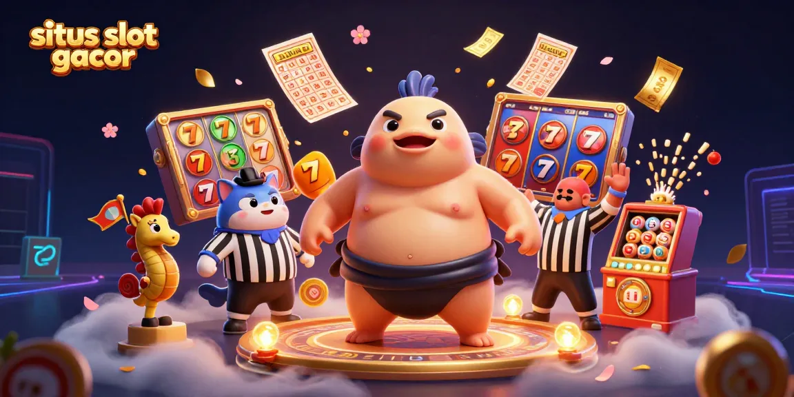 Engage with situs slot gacor through vibrant slots and dynamic gameplay elements in this whimsical casino scene.