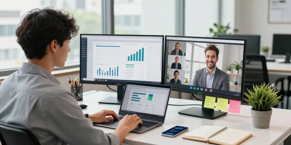 Engaged professional working in a modern office showcasing the WPS Official Website for productivity tools.