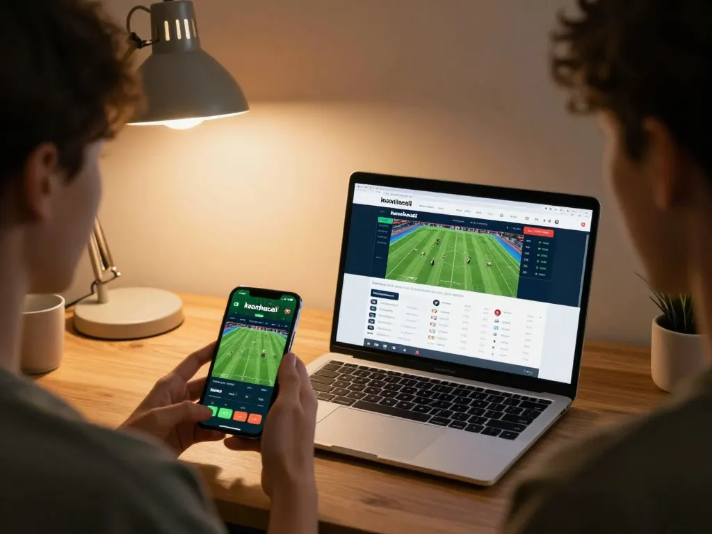 Watch live betting on keonhacaii with user engaged in smartphone wagering.