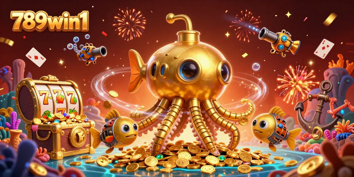 Experience thrilling gameplay with the 789win1 kraken submarine amidst riches and slot reels.