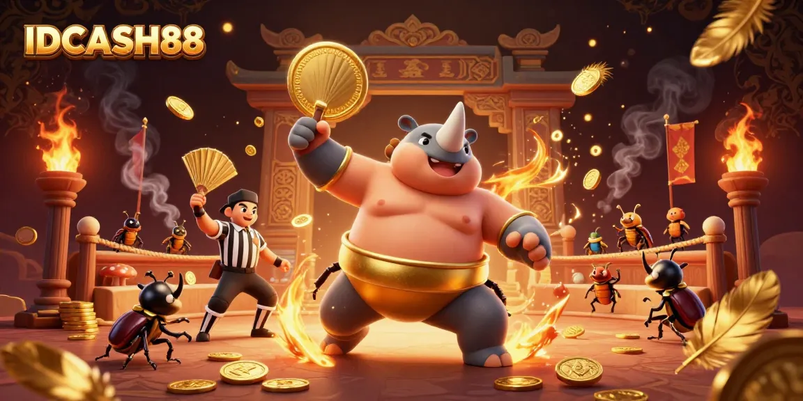 Experience winning with IDCASH88's fast RTP slots amidst a vibrant 3D casino scene.