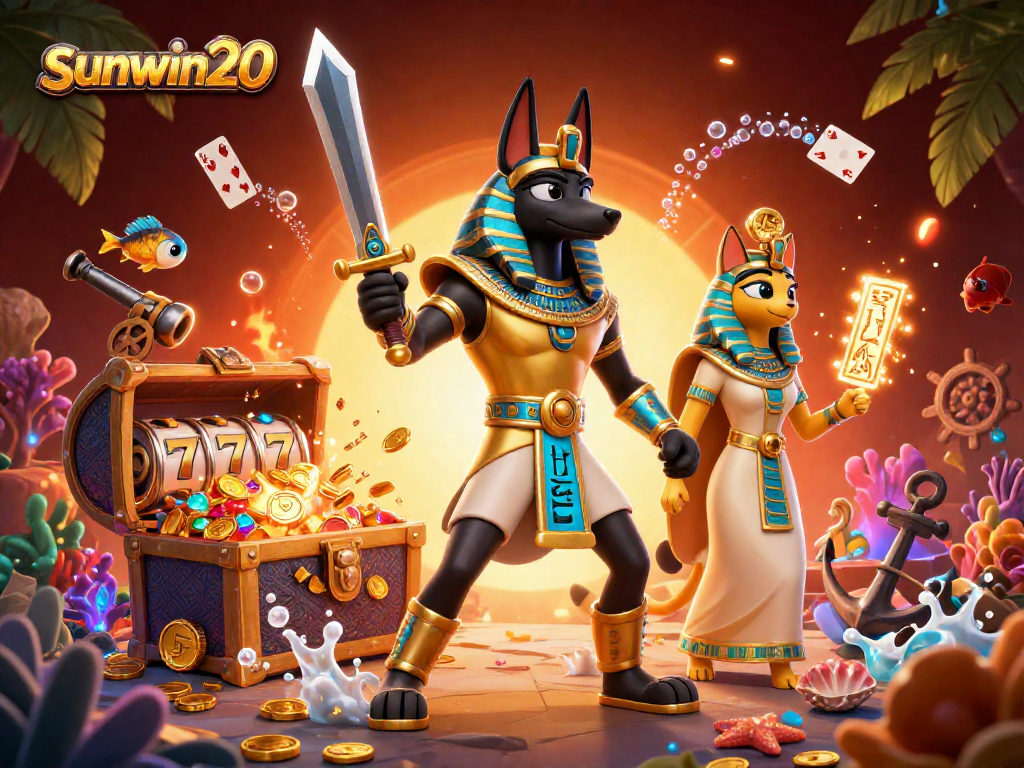 Engage with thrilling sunwin20 slots featuring Anubis and Bastet in a vibrant casino adventure.