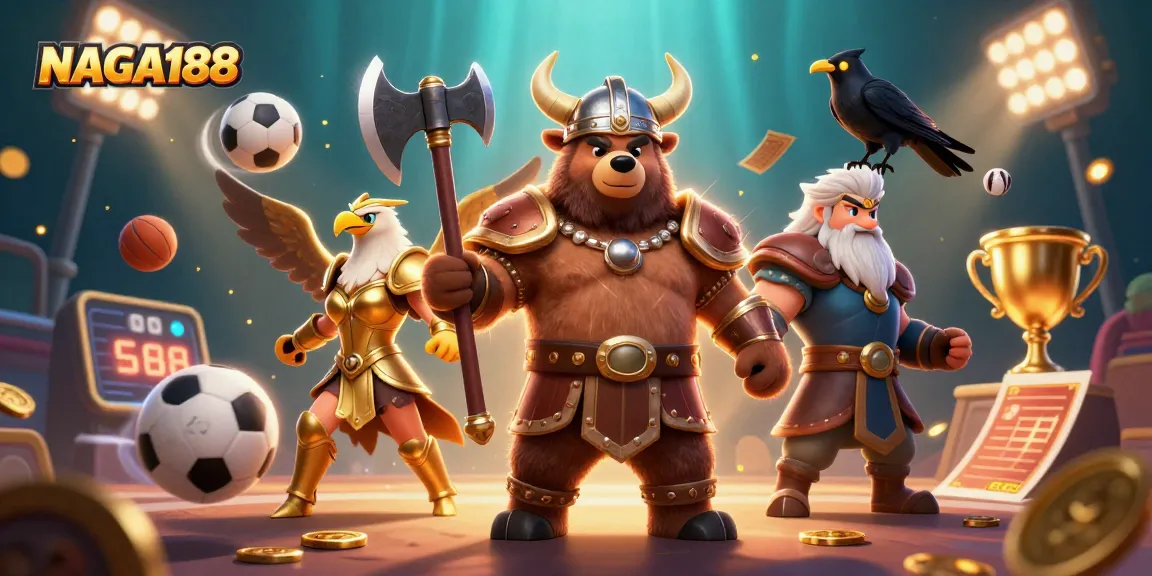 NAGA188 menyajikan unicorn berserker dan elang Valkyrie dalam suasana taruhan dinamis.
