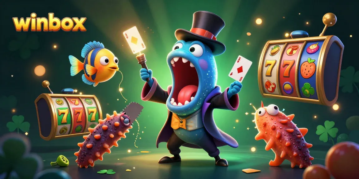 winbox captures thrilling casino magic with a glowing eel and anglerfish performing exciting card tricks