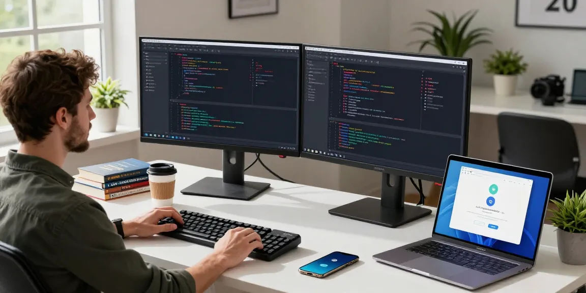 Seamless Telegram Download experience demonstrated on dual monitors in a modern tech workspace.