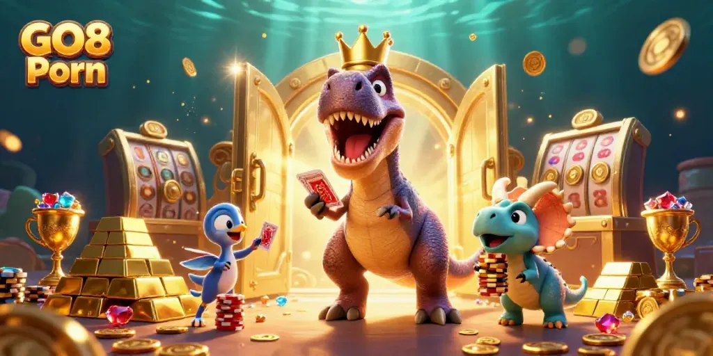 Engage with exciting GO8 Porn gaming as the T-Rex and friends shuffle cards and stack golden chips.