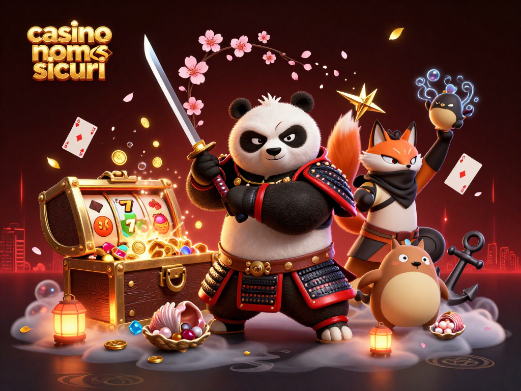 Gioca nei casino non AAMS sicuri mentre esplori una fantastica scena con panda samurai e fantastici tesori.