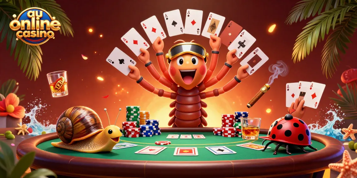 Engage in the vibrant scene at an au online casino with a cartoon dealer and high-roller excitement.