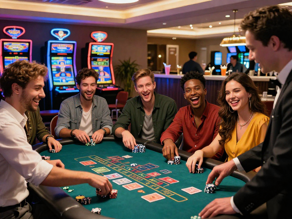 Giocatori felici impegnati in giochi da tavolo in un casino non AAMS sicuri.