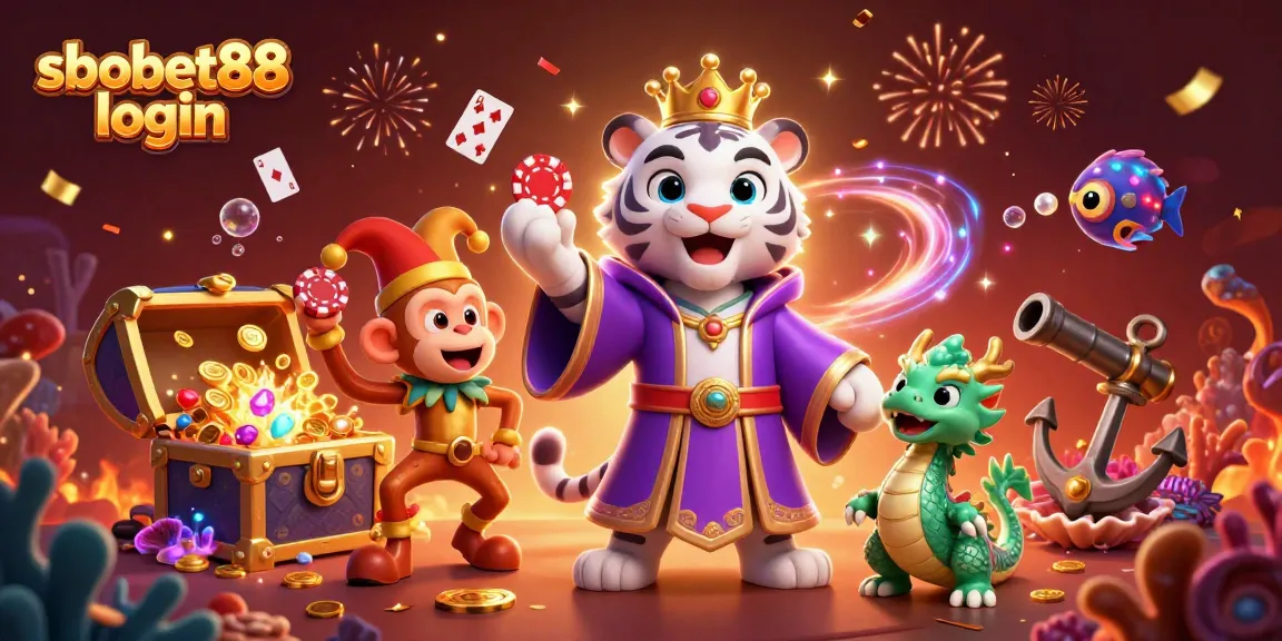 Engage with sbobet88 login through an exciting 3D illustration featuring a royal tiger and playful monkey.