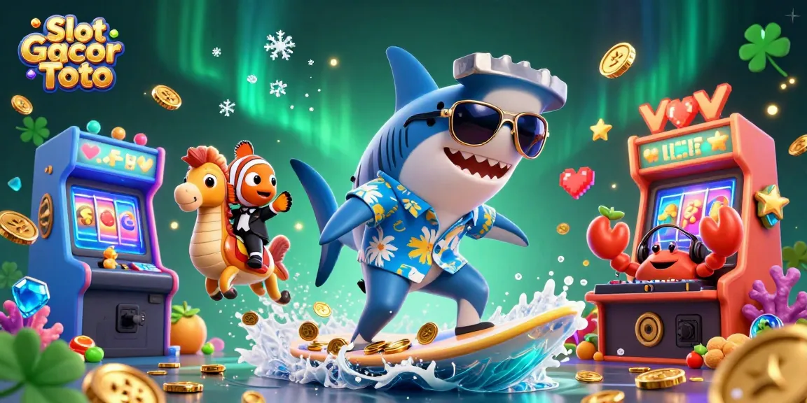 Experience Slot Gacor Toto with a thrilling 3D casino illustration featuring vibrant characters and game elements.