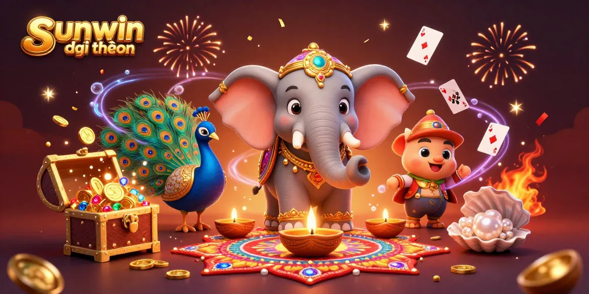 Engage with the vibrant sunwin đổi thưởng experience featuring a colorful casino-themed celebration.