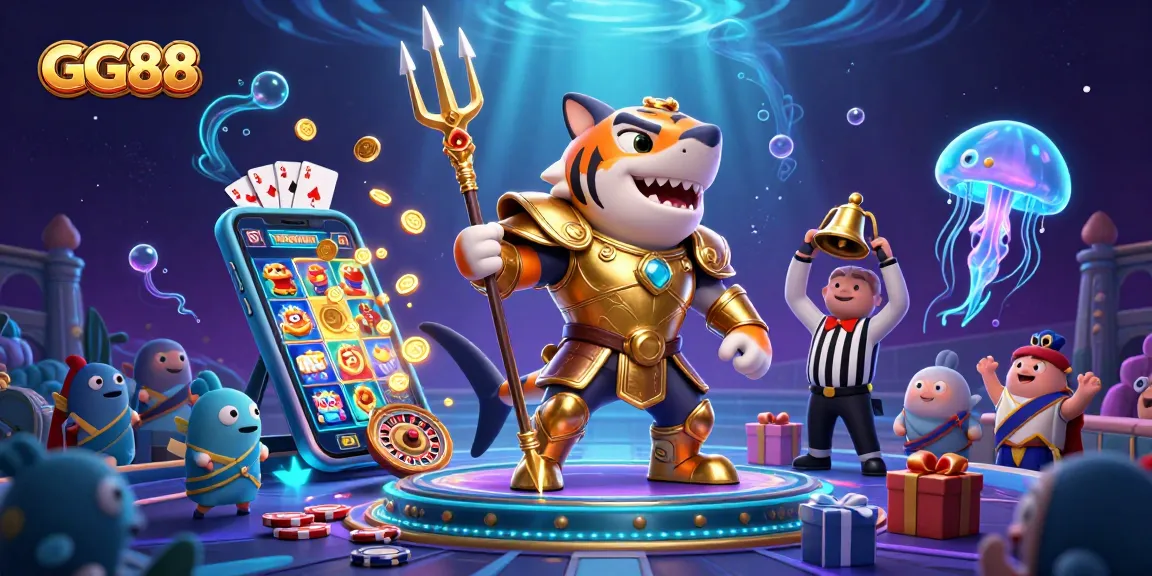 Win big with GG88's thrilling slot games in a vibrant underwater colosseum setting.