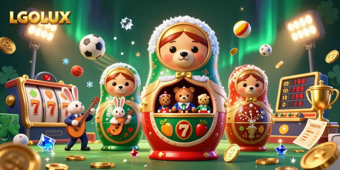 Experience the thrill of LGOLUX with vibrant slot elements and cartoon characters.