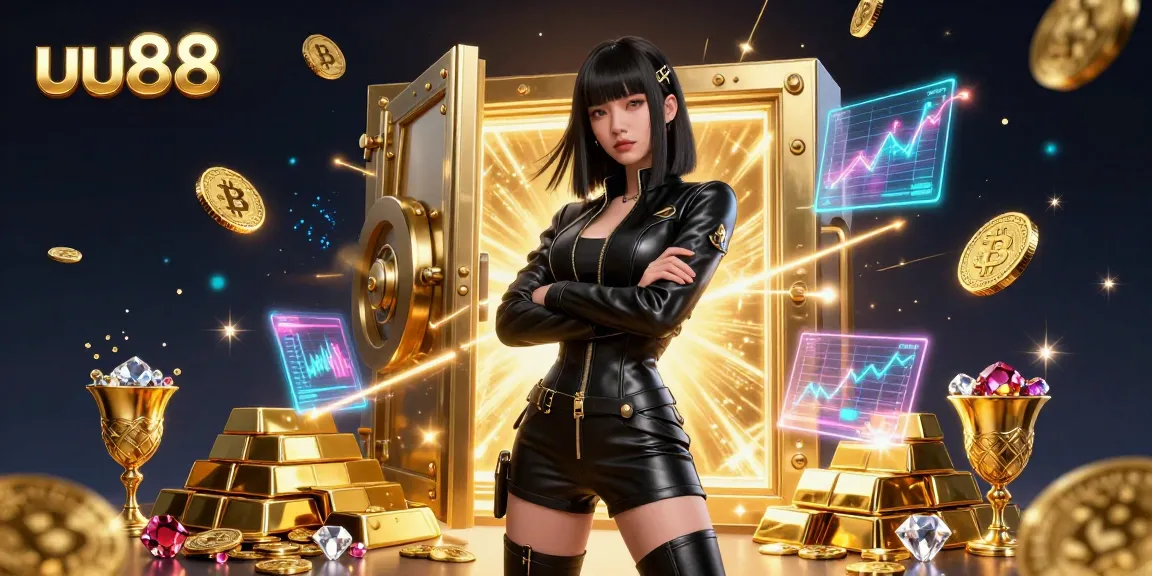 Experience thrilling gameplay with uu88's stunning 3D illustration showcasing dynamic casino treasures.