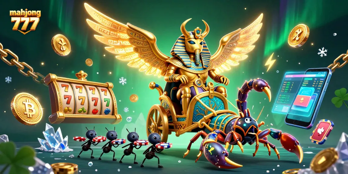 Win at Mahjong 777 with a vibrant casino scene featuring dynamic slot elements and dazzling prizes.