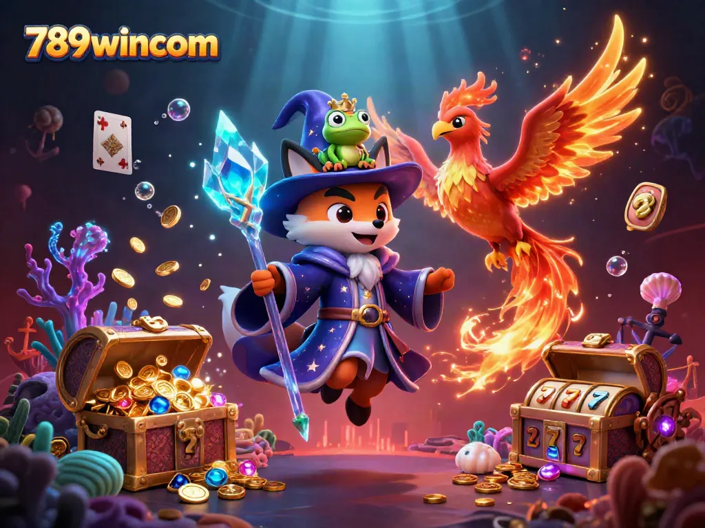Engage with thrilling 789wincom gaming moments through this vibrant casino illustration.